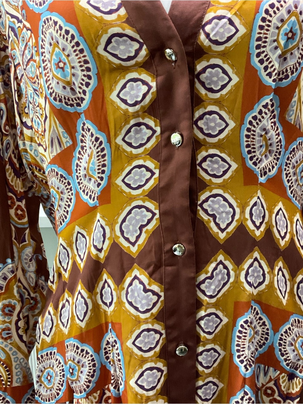 Socialite Satin Paisley Shirt Dress Large NWOT - Picture 2 of 5